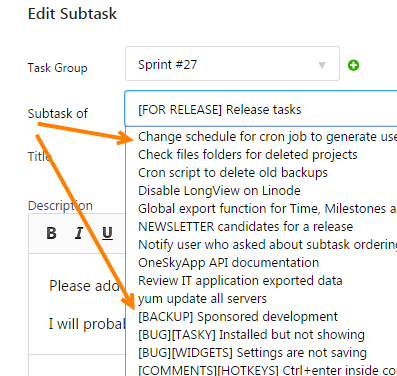 Subtasks sorting